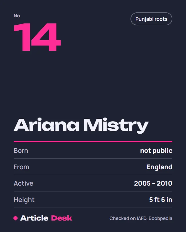 Ariana Mistry name card: No. 14, born not public, England