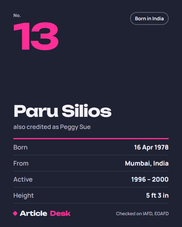 Paru Silios name card: No. 13, born 16 Apr 1978, Mumbai, India